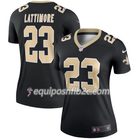 Camiseta Mujer NFL New Orleans Saints Marshon Lattimore 23 Nike Negro 